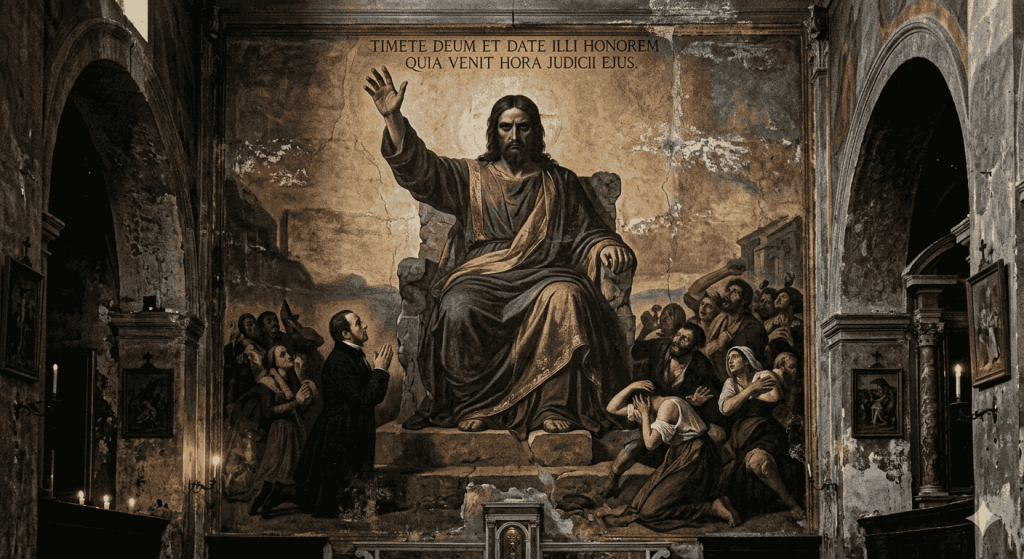 affresco che raffigura il Cristo per rappresentare la Storia dell'Arte a Napoli nel tardo Ottocento 